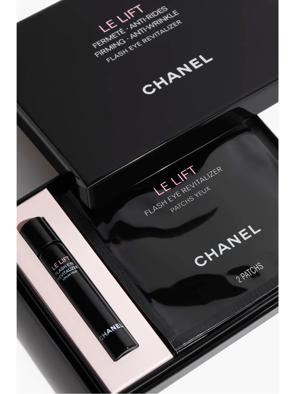 LE LIFT FLASH EYE REVITALIZER set it includes
- 5x Eye Patches
- 1 x Eye Serum